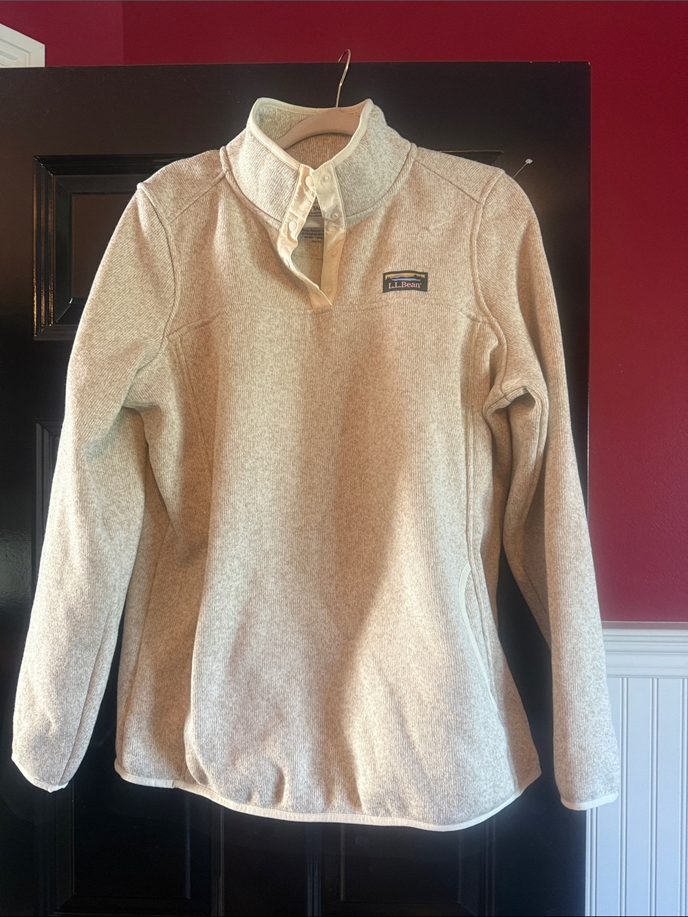 L.L. Bean Women's Cream Snap-Neck Fleece Pullover